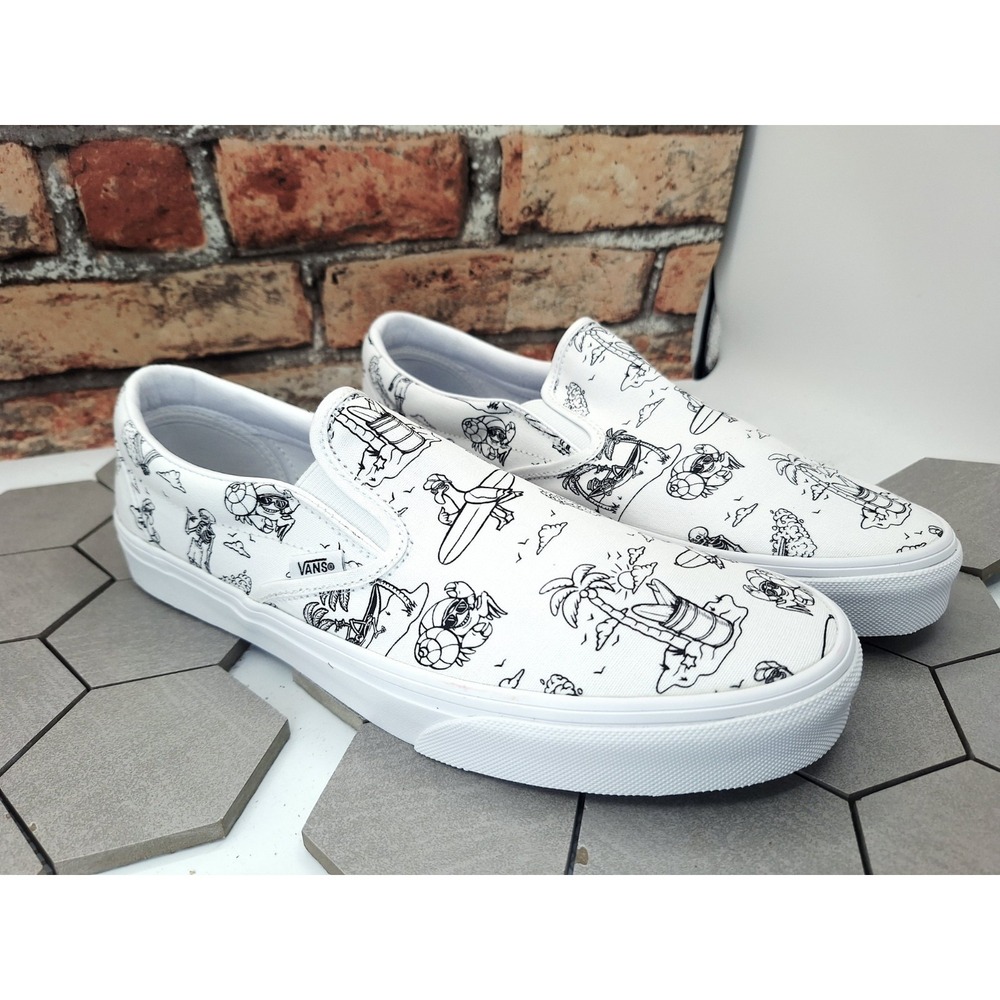 Vans Classic SlipOn Low Tide True White Beach Graphic Skater Surf Shoes Men 11.5 - Picture 3 of 8